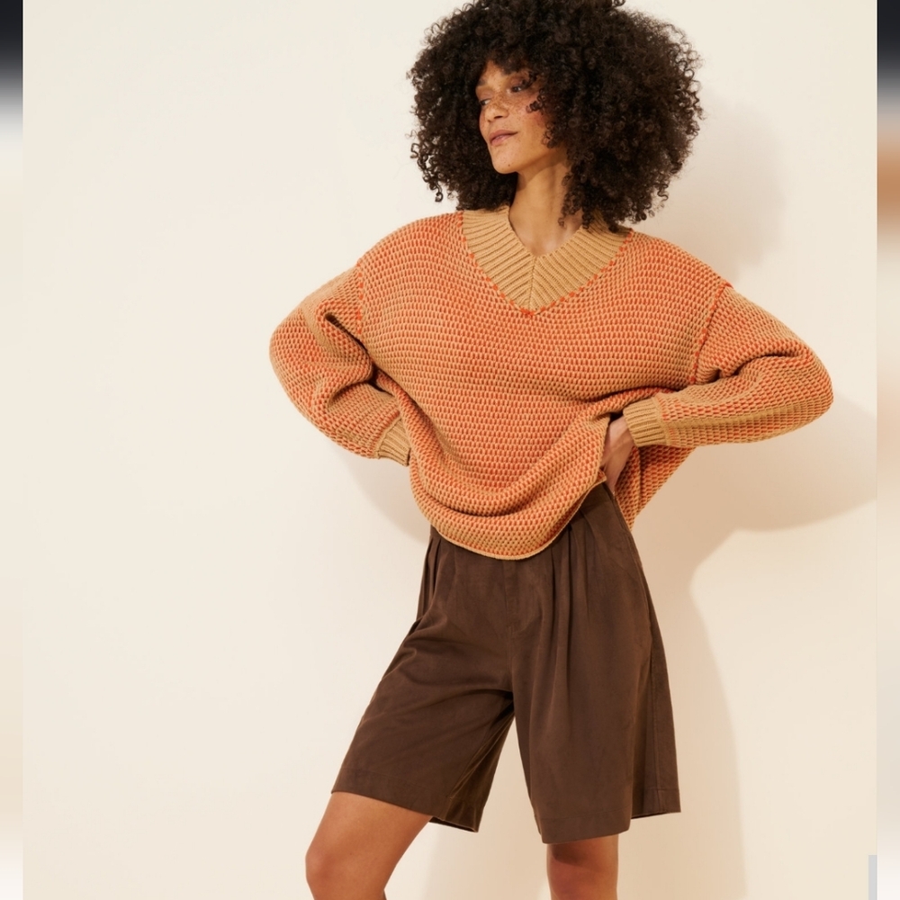 Free People Oversized Maisie Sweater Tangerine Size Small NWT$148 Rare Color - Picture 9 of 13